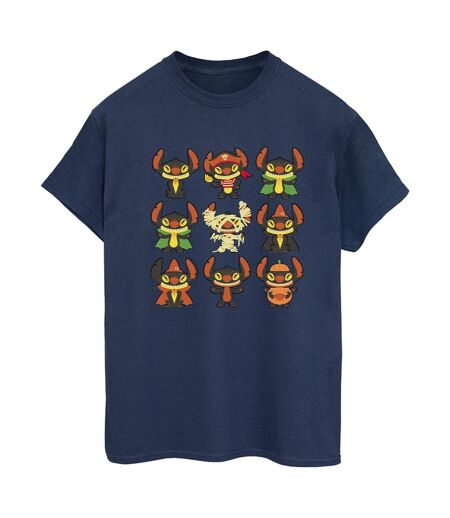 Disney Womens/Ladies Lilo & Stitch Halloween Costumes Cotton Boyfriend T-Shirt (Bleu marine) - UTBI30511