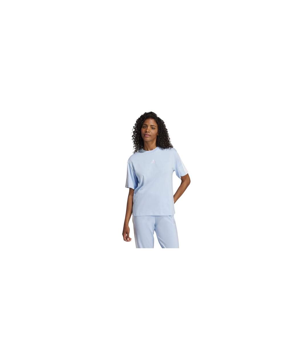 T-shirt Motif/style 3 Rayures Essentials Femme Bleu Pâle Adidas-1