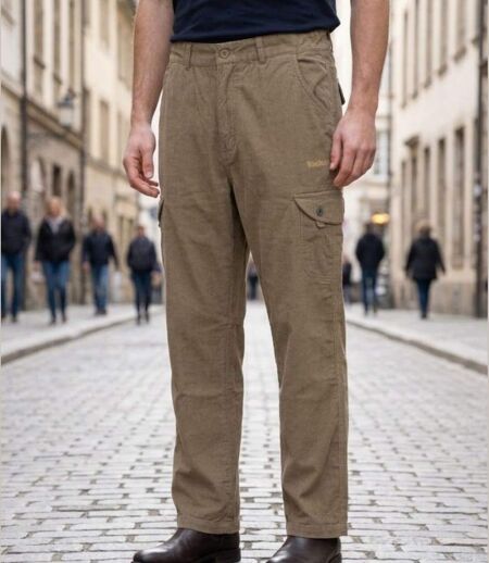 WINCHESTER WE1280C — Pantalon détente camel : l'élégance du coton à rayures
