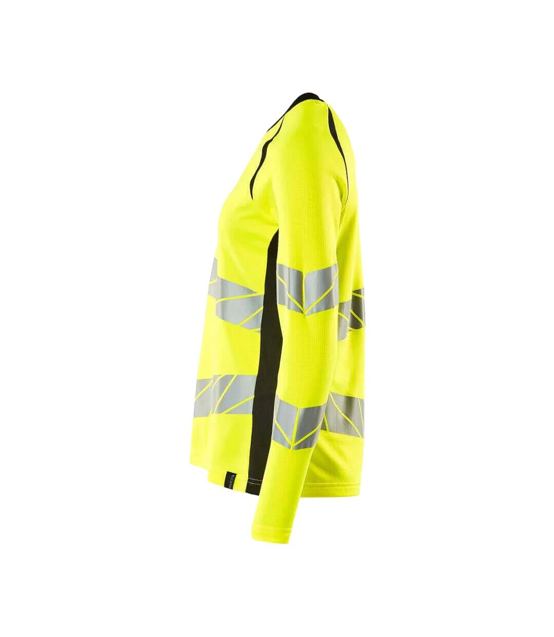 T-shirt Manches Longues Accelerate Safe Femme Jaune Fluo Noir Mascot-2