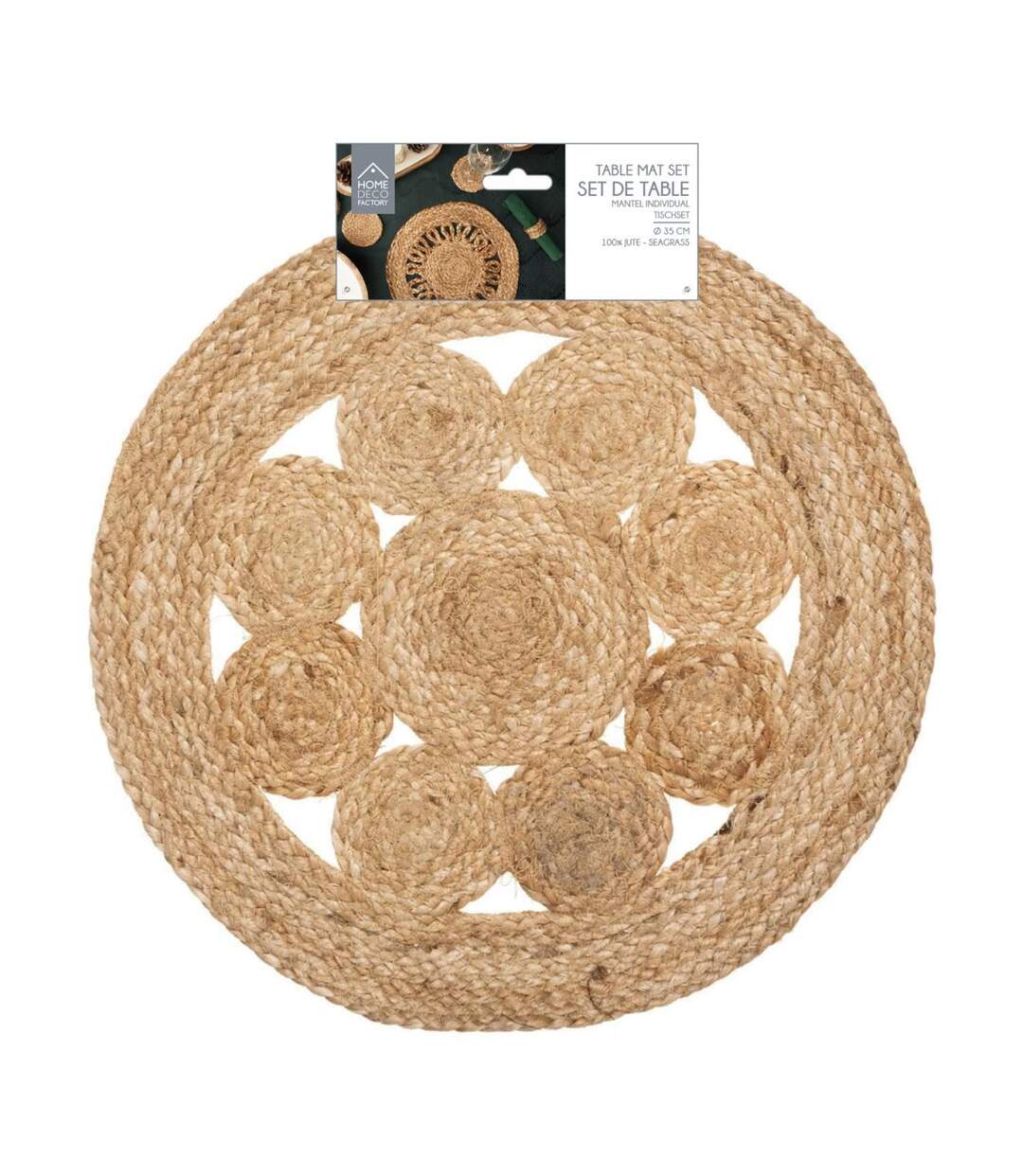 Set de Table Rond Déco Jute Ajouré 35cm Naturel-3