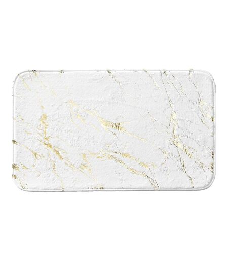Tapis de Bain Imprimé Aquamarbre 45x75cm Blanc & Or