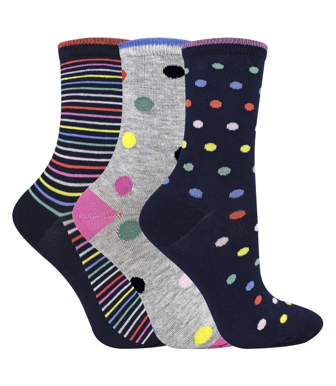 Sock Snob - 3 Paires de Chaussettes Femme à Pois et Rayures en Coton Douces-2