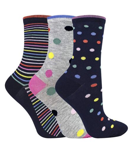 Sock Snob - 3 Paires de Chaussettes Femme à Pois et Rayures en Coton Douces