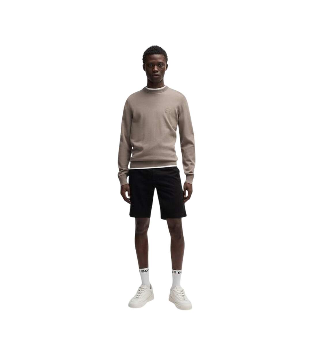 Mens Slim Chino Shorts Black Boss-4