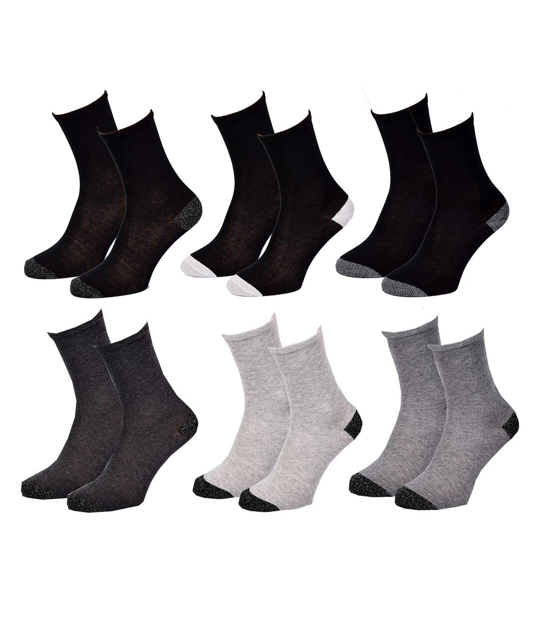 Chaussettes femme FASHION LADY Qualité et Confort-Assortiment modèles photos selon arrivages- Pack de 6 Paires Lurex FASHION LADY-1