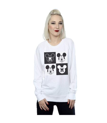 Disney Sweatshirt Femme/Ladies Mickey Mouse Smiling Squares (Blanc) - UTBI26805
