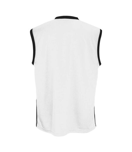 Maillot De Basketball Sans Manche Homme Blanc Noir Spiro