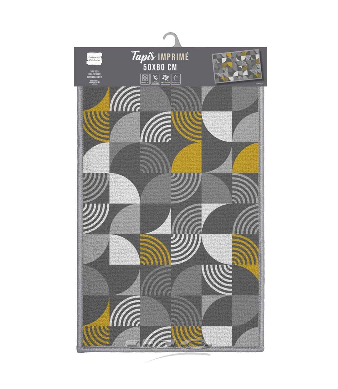 Tapis Déco Imprimé Rythmo 50x80cm Gris-2