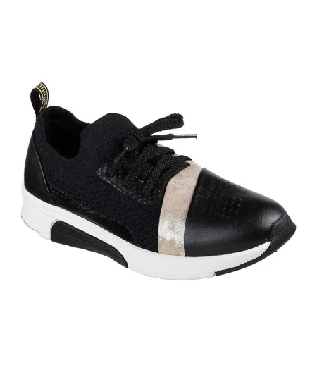 Baskets Modern Jogg Femme Noir Jaune Or Skechers