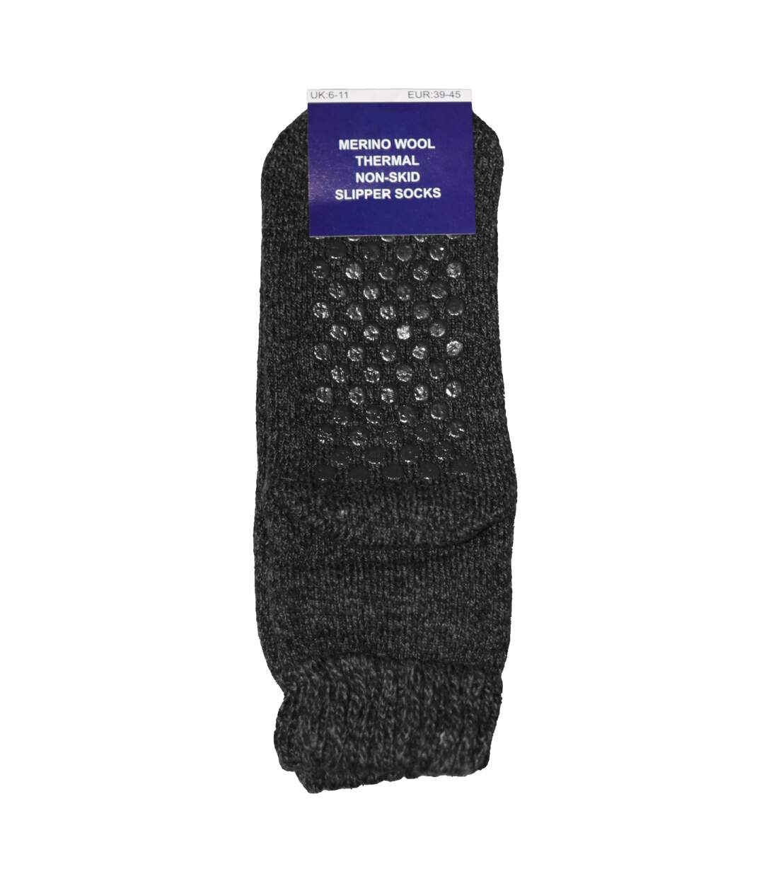 Mens thermal non skid slipper socks charcoal Generic-2