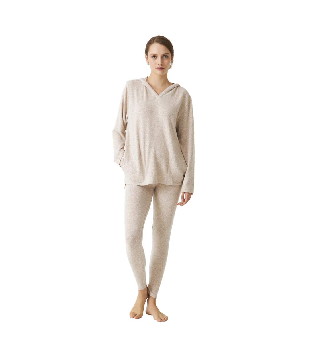 JJB5 Women's Soft Knit V-Neck Long Sleeve Pajamas-1