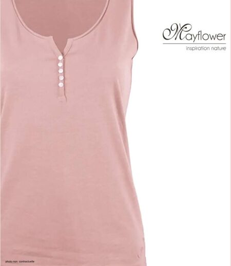 MAYFLOWER M2101A — Débardeur rose femme coton flammé : la douceur d'un style estival raffiné