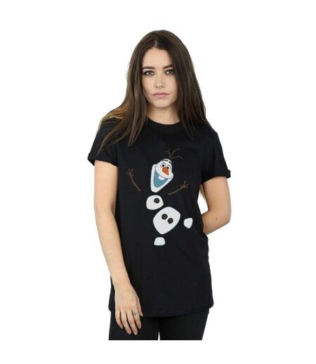 Disney Womens/Ladies Frozen Olaf Deconstructed Cotton Boyfriend T-Shirt (Noir) - UTBI48134
