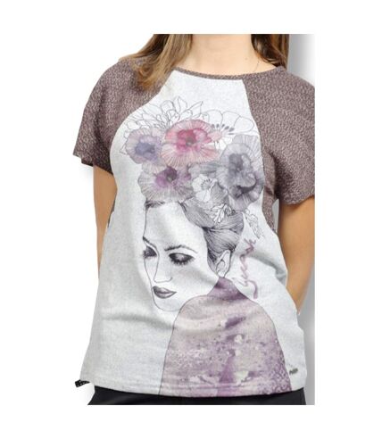 Pull femme manches courtes  de couleur gris