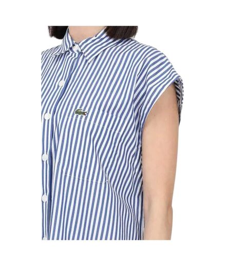 Robe Chemisier Sans Manches Femme Bleu Blanc Lacoste