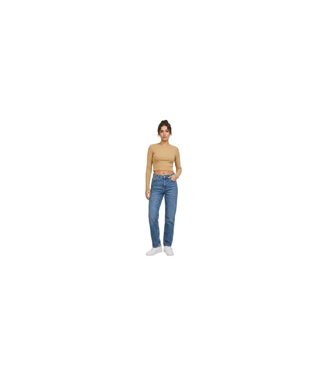 Womens/ladies Feline Slim Long-sleeved Crop T-shirt Incense JJXX-1