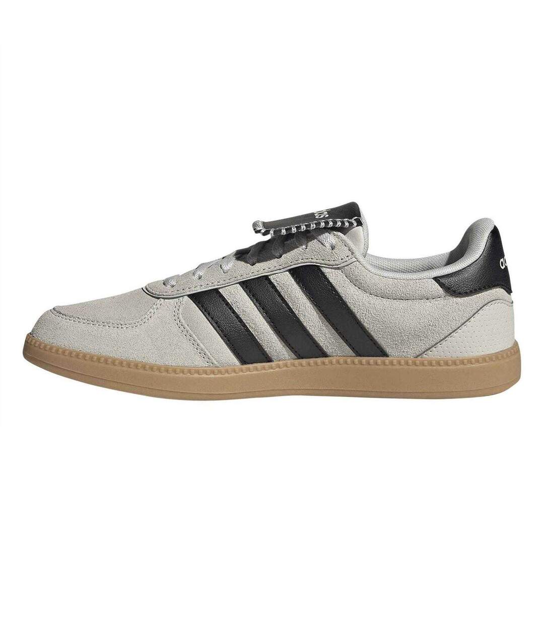 Womens/ladies 3 Stripes Suede Trainers Grey White Gum Adidas-3