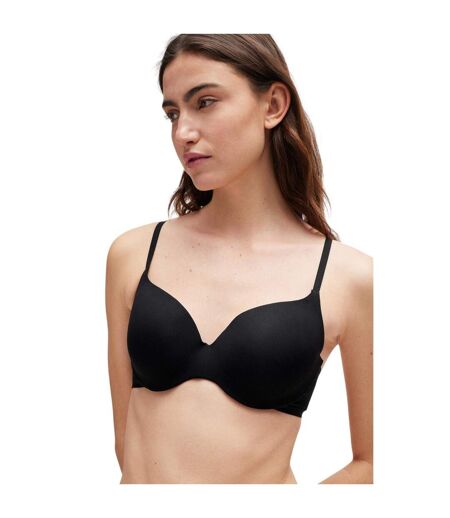 Womens/ladies V Neck Spaghetti Strap Sports Bra Black Boss