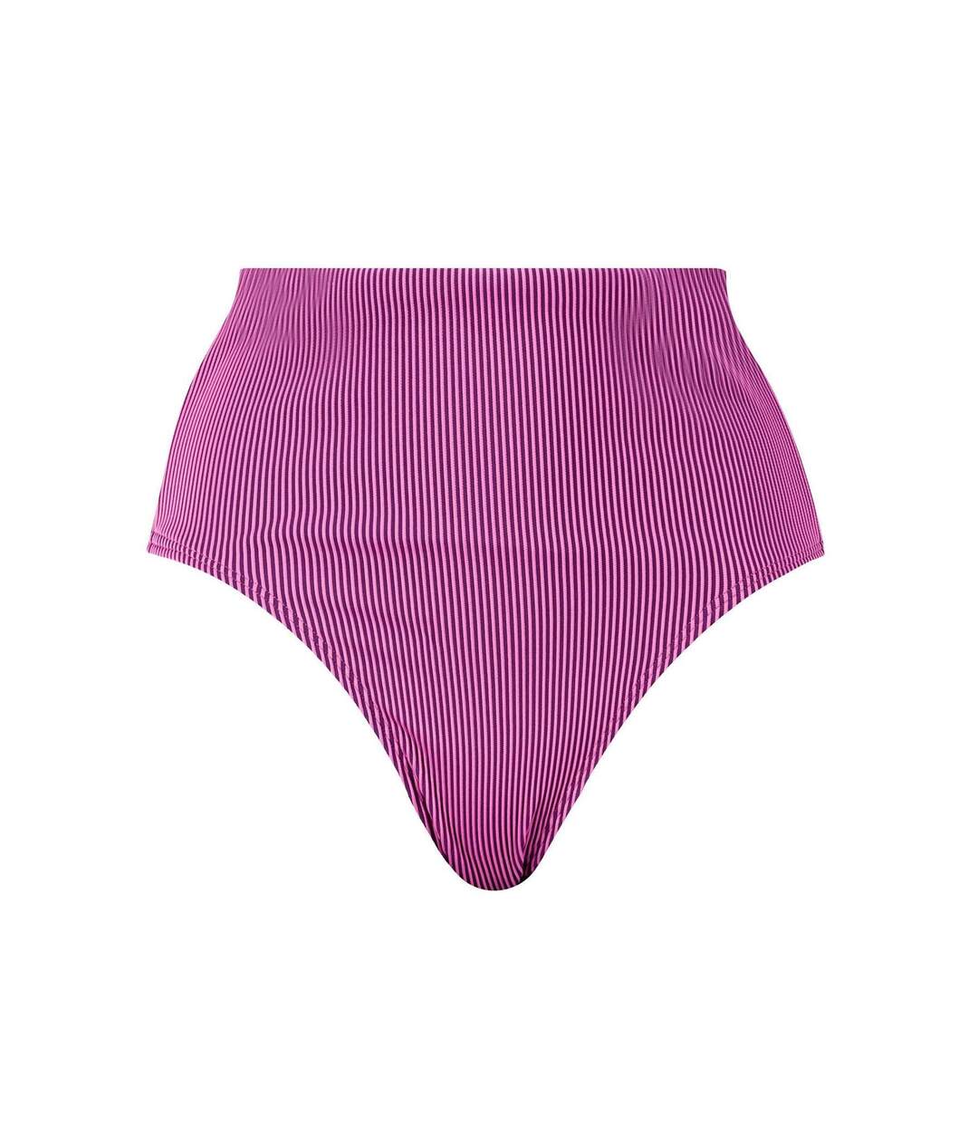 Womens/ladies Stripe High Waist Bikini Bottoms Pink Puma-1
