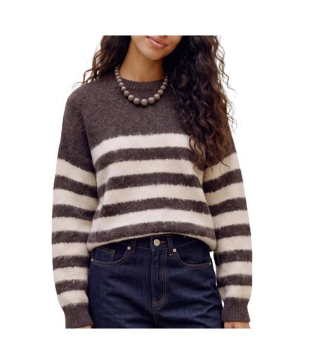 Pull rayé marron  femme vero moda fotove stripe