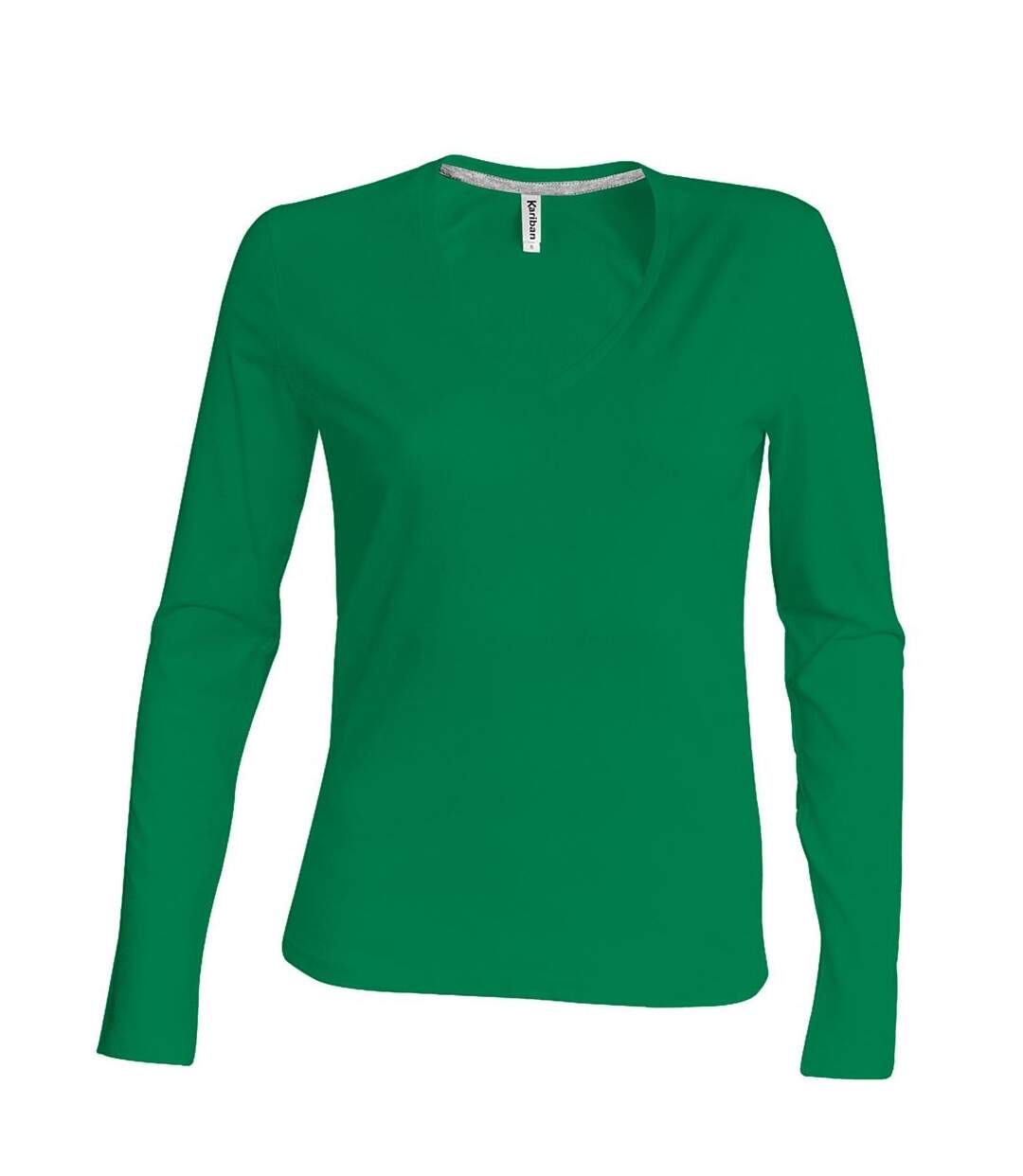 T-shirt manches longues col V - K382 - vert kelly - femme-1