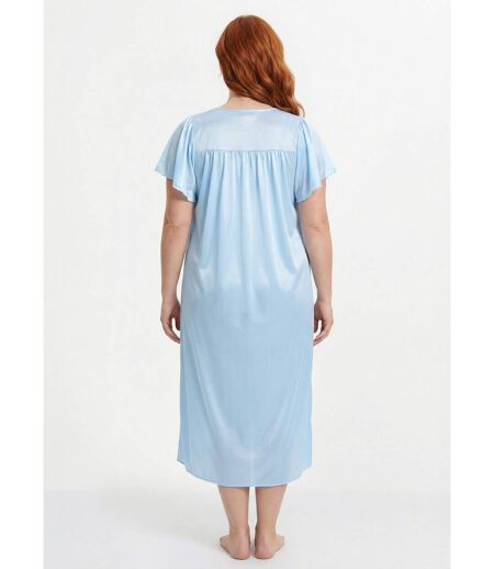 Chemise de nuit satinée longue antistatique dentelle