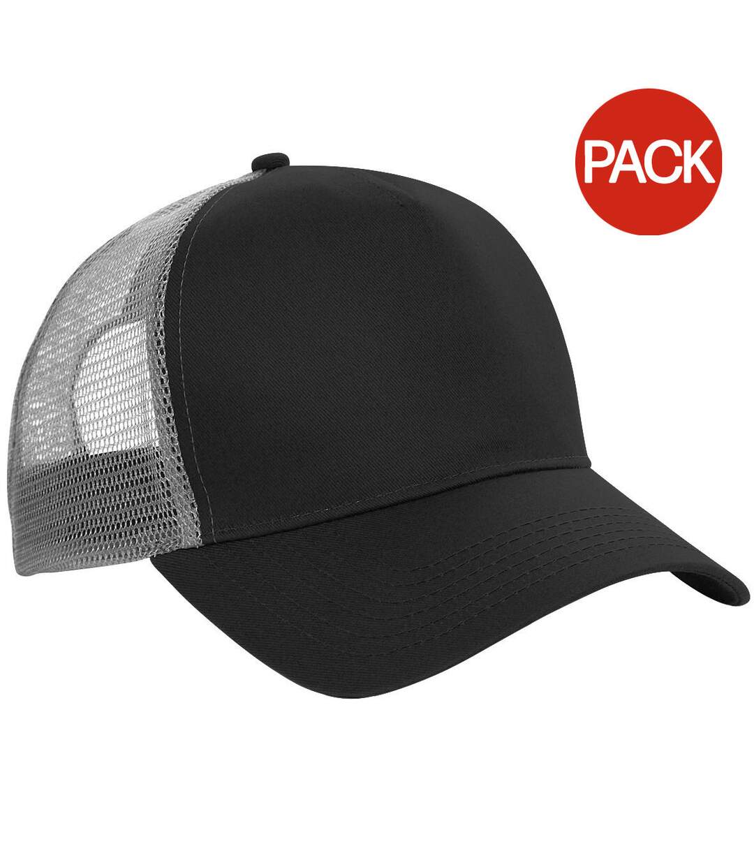 Beechfield Mens Half Mesh Trucker Cap / Headwear (Pack of 2) (Black/ Light Grey) - UTRW6695-1