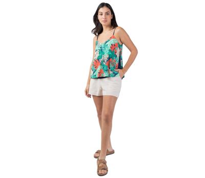 Top femme basique fines bretelles VAHINE motif tropical coloré Coton Du Monde
