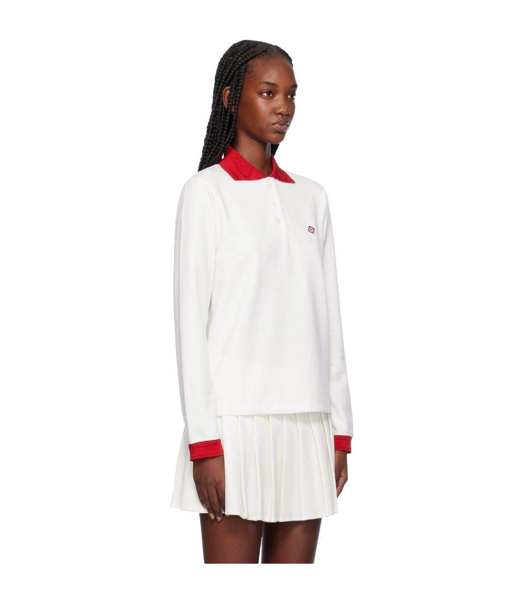 Mens Jersey Long-sleeved Polo Shirt White Casablanca-1