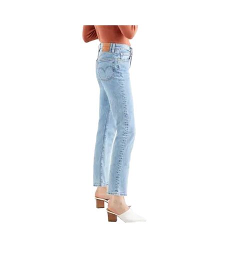 Womens/ladies 501 Leather Patch Cropped Jeans Light Blue Levis