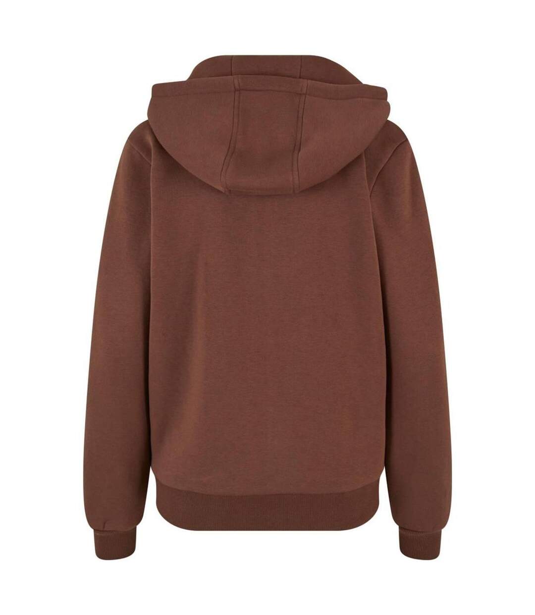 Womens/ladies fluffy full zip hoodie chocolate brown Build Your Brand-2
