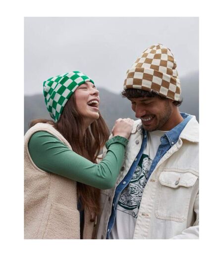 Bonnet Motif/style Damier Adulte Rouge Classique Vrai Rose Beechfield
