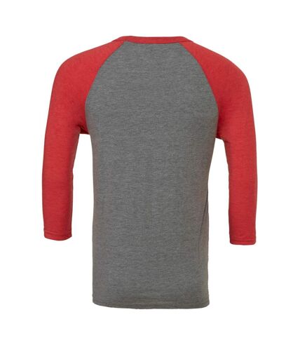 Canvas - T-shirt de baseball à manches 3/4 - Homme (Gris/rouge vif chiné) - UTBC1332