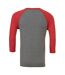 Canvas Mens 3/4 Sleeve Baseball T-Shirt (Gray/Light Red Triblend)