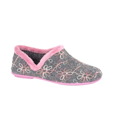 Chaussons Motif/style Fleur Sara Femme Gris Sleepers