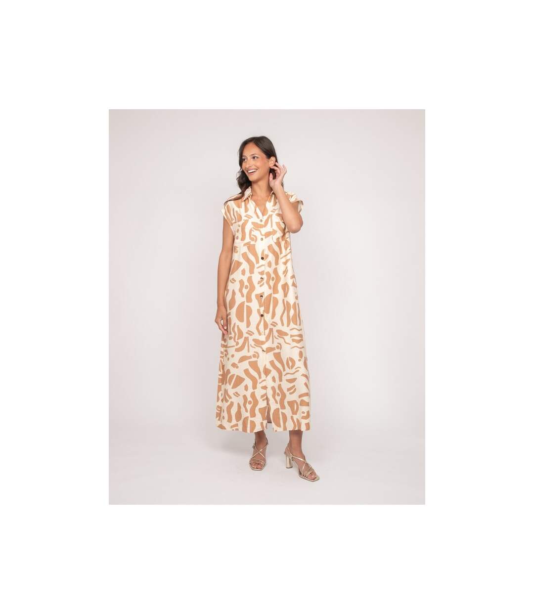 Robe boutonnée longue sans manches ISALINE - Dona X Lisa-4