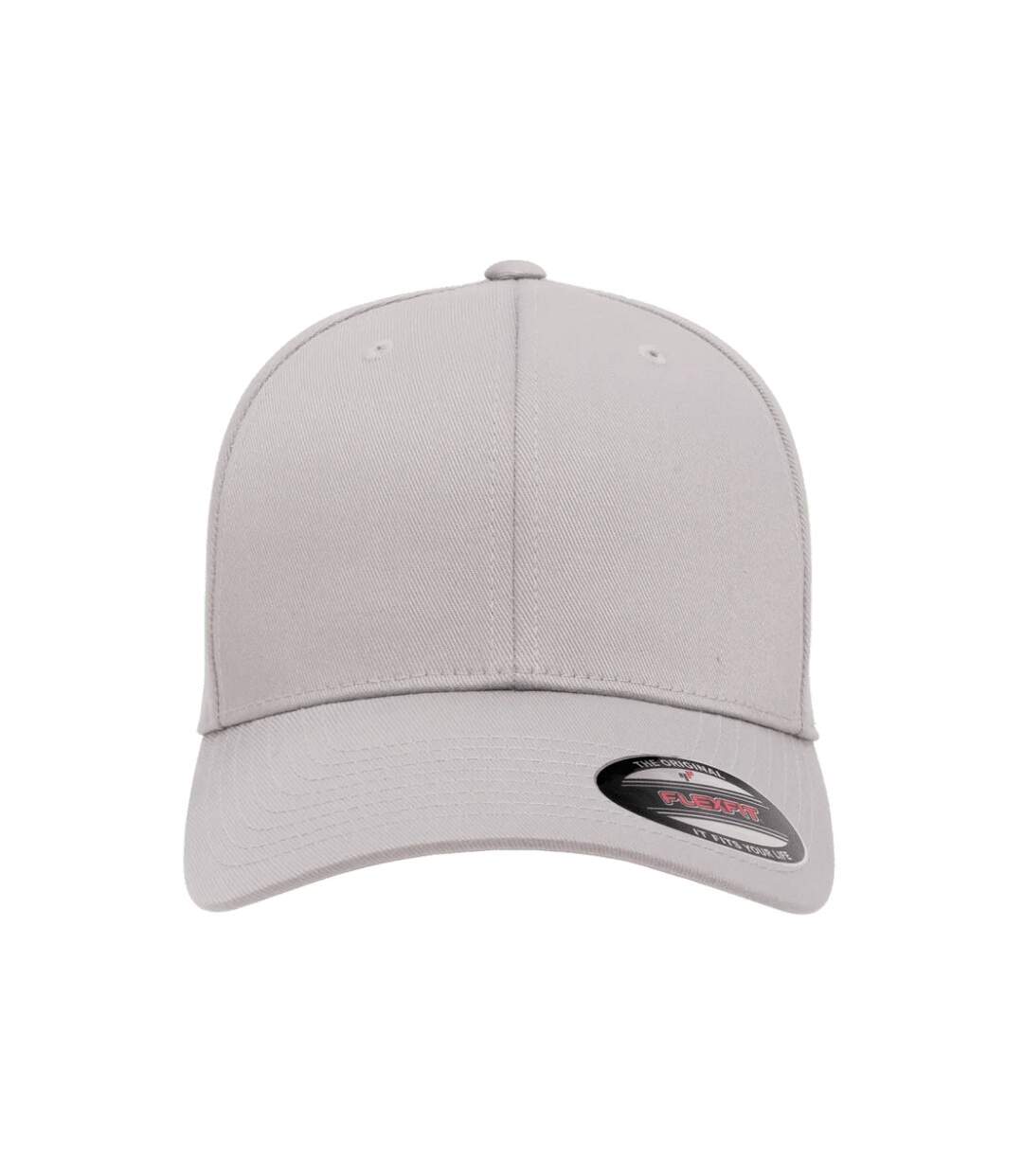 Childrens/kids Wooly Combed Baseball Cap Silver Flexfit-1