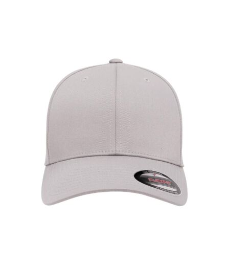 Childrens/kids Wooly Combed Baseball Cap Silver Flexfit