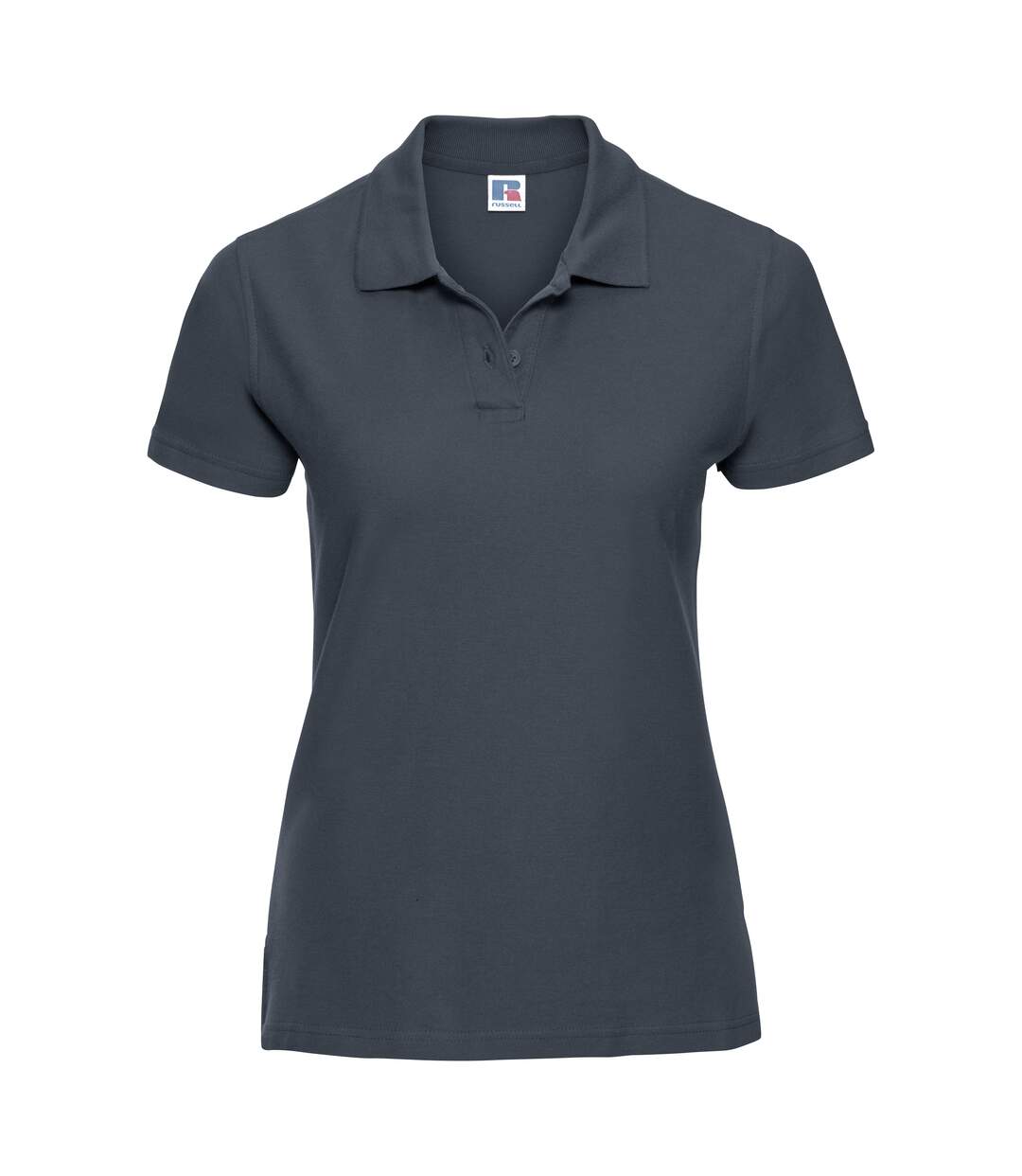 Polo 100% coton à manches courtes femme bleu marine Russell-1