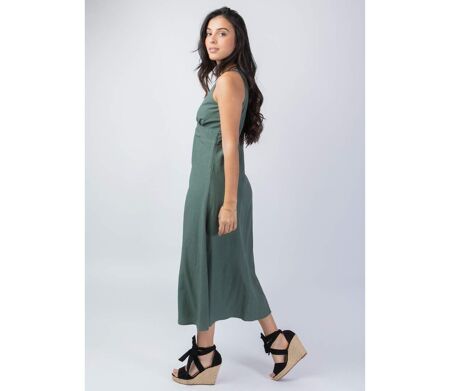 Robe longue larges bretelles SERAPHINE kaki Coton Du Monde