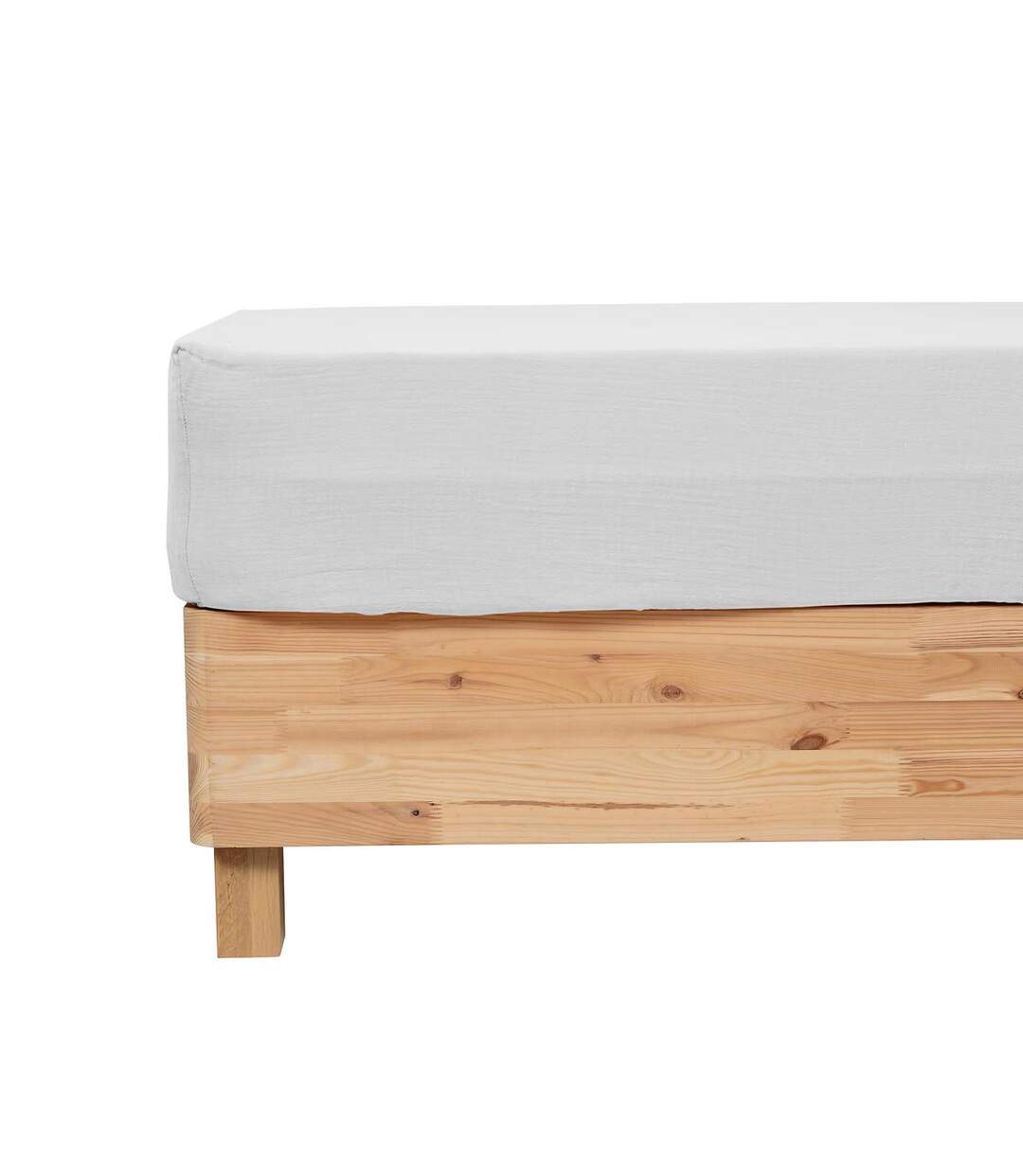 Drap Housse en Gaze de Coton Flora 140x190cm Blanc-2