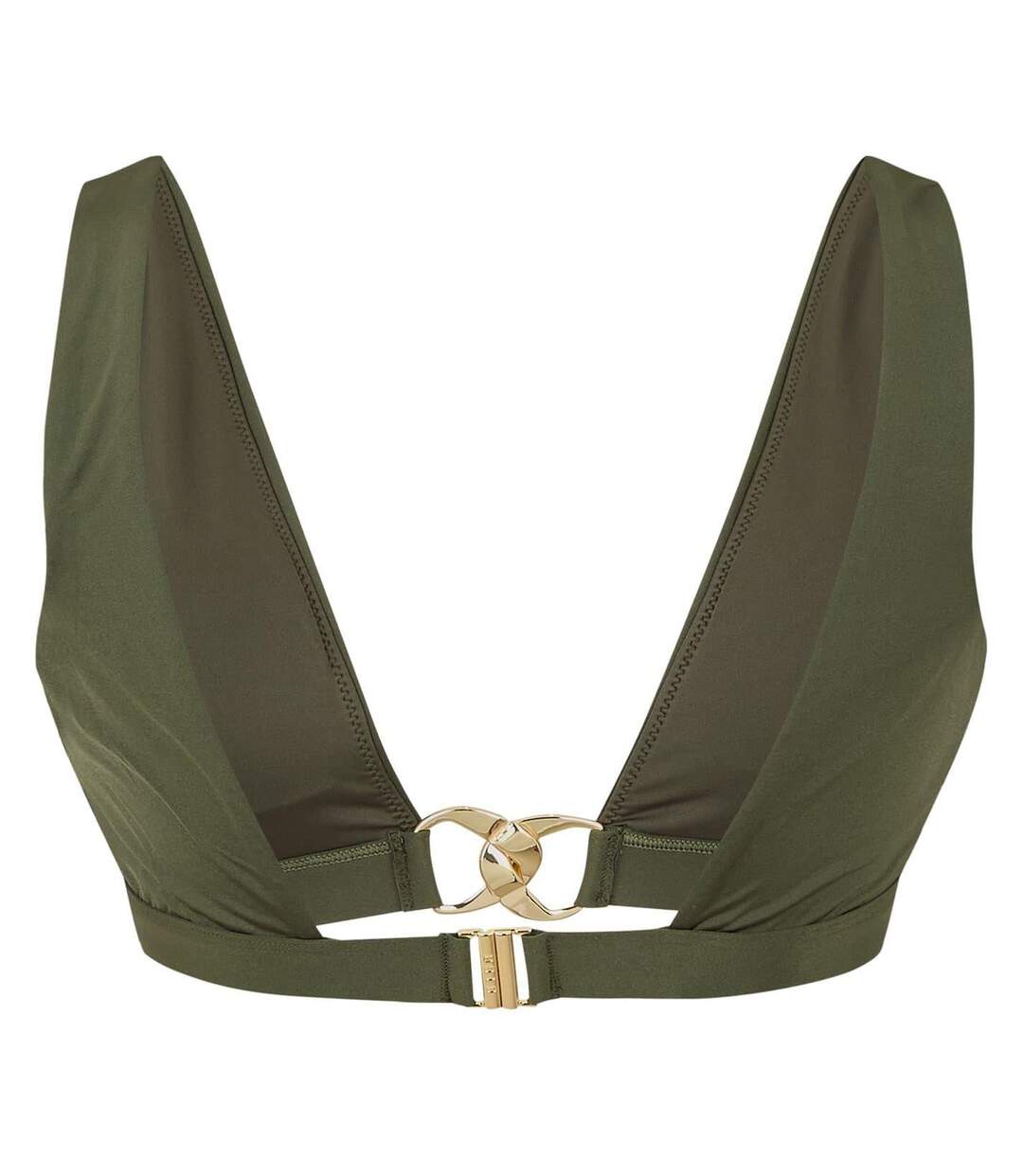 Womens/ladies Plunge Bikini Top Khaki Green Biba-3