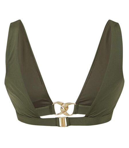 Womens/ladies Plunge Bikini Top Khaki Green Biba