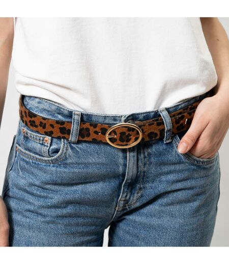 Isotoner Ceinture femme à boucle ovale dorée