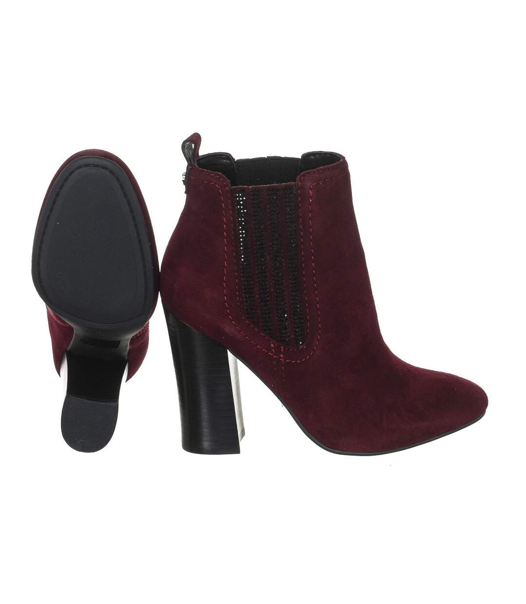 Suede effect leather heeled ankle boots FLLUN3SUE10 woman