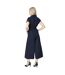 Womens/ladies linen blend belt jumpsuit navy Principles