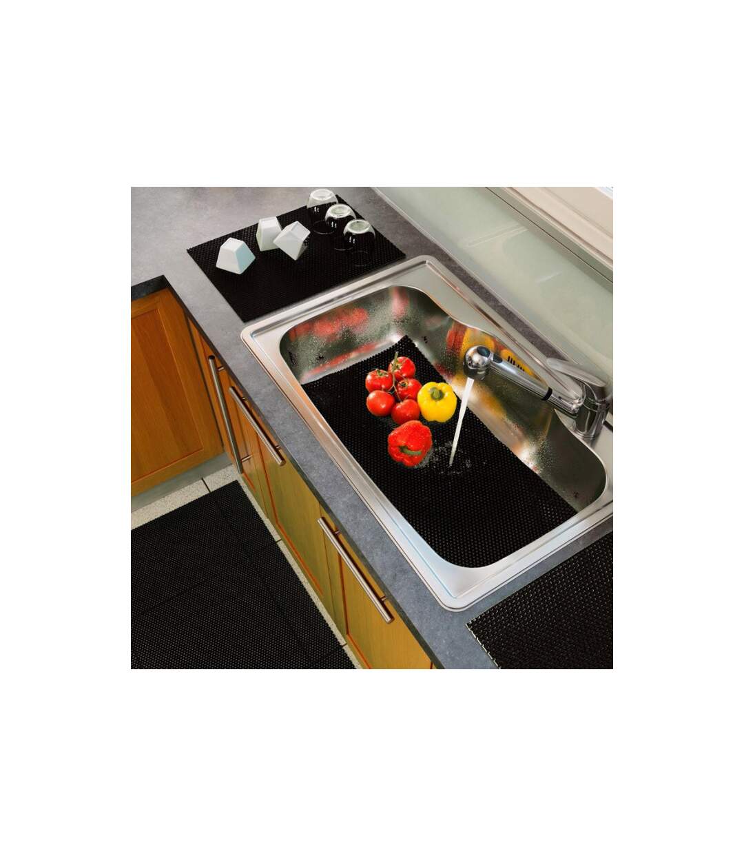 Tapis Multi-Usage en PVC Tubulo 32x43cm Noir-1