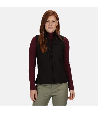 Regatta Womens/Ladies Flux Softshell Bodywarmer / Sleeveless Jacket (Water Repellent & Wind Resistant) (All Black) - UTRG1625