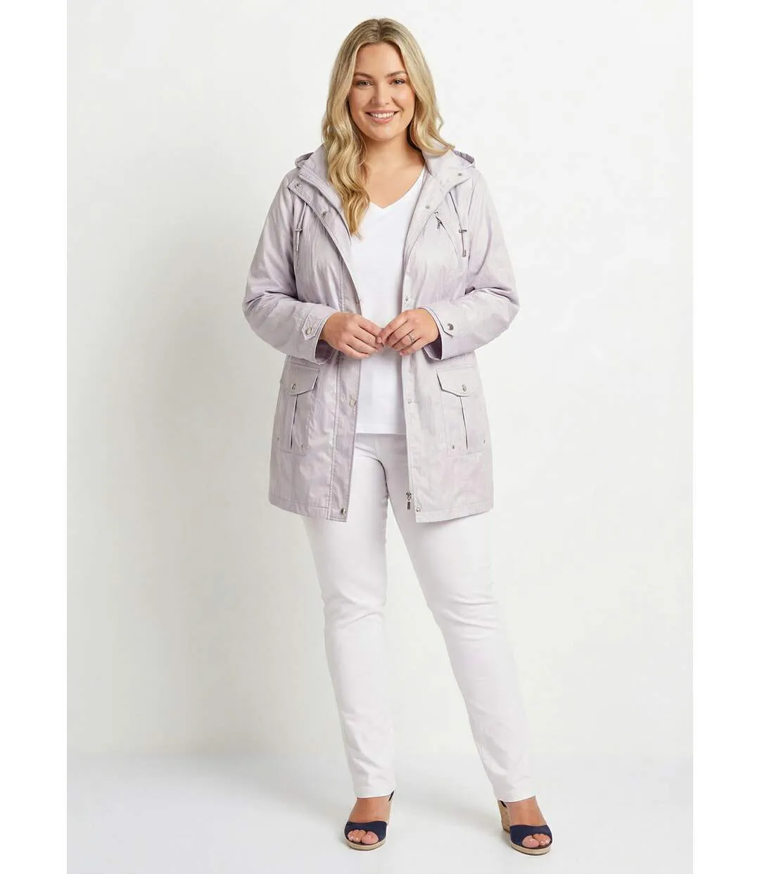 Parka zippée pressionnée, effet satiné-3